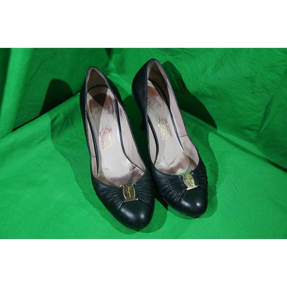 Salvatore Ferragamo Womens Black Heels US 9.5 - Picture 2 of 8